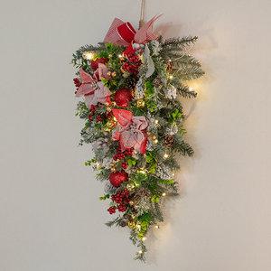 크리스마스 벽장식 트리 LED 스노우베리 75cm 벽걸이 소품 데코 풀세트 리스 촬영