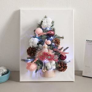 크리스마스 액자 트리 벽 장식 파스텔 천사 캔버스 40cm 벽걸이 소품 데코 선물 겨울