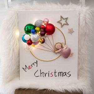 크리스마스 액자 벽 장식 LED 스카이 엔젤 캔버스 50cm 트리 벽걸이 소품 데코 선물