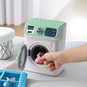 캐스B 리틀맘그린 드럼세탁기 빙글빙글 돌아가는 작동 세탁기 모형 장난감 빨래 집안일 놀이