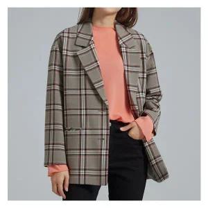 [미쏘]쉐도우 체크 싱글 자켓