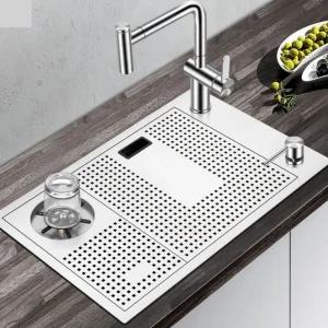 싱크대볼 사각 주방 스텐 셀프교체 개수대 수도 씽크대볼 나노실버 55 26 [기초세트]