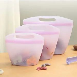 [3종세트] 카밀리아 손잡이 실리콘 지퍼백 냉동보관 전자레인지