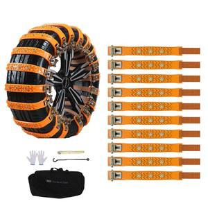 오토 하이 10 팩 범용 자동차 스노우 체인, 보관 가방 및 도구, 자동차, 트럭, SUV용 타이어 165-265mm, 미끄럼 방지 조절 가능한 겨울용 체인(단열 못)