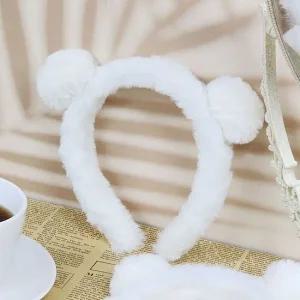 순백의북극곰헤어띠 부드러운 곰돌이머리띠