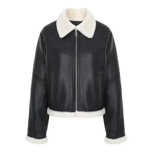 [롯데백화점]abfz 배색 포인트 레더 무스탕 재킷 APZ4FFM21K