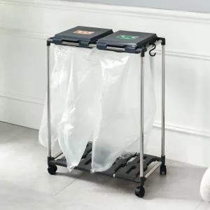 재활용 분리수거함 2단 가정용 스탠드 분리수거 분리수거대/분리/정리함/쓰레기/수거함/사무실/분리수거통