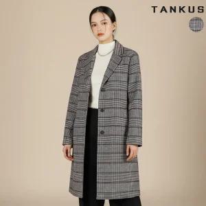 여성 방모 글랜체크 퀼팅 패딩 코트