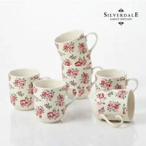 핑크로즈 6p세트 머그 머그잔 머그컵 찻잔 유리잔 티머그 티잔 투명잔 커피잔