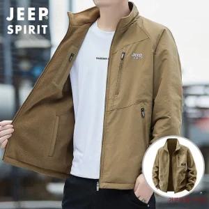 JEEP SPIRIT 가을 겨울 신상품 남성 스포츠 폴라 플리스 양면 재킷