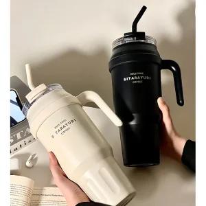 대용량 보온보냉 텀블러 1390ml 손잡이 빨대 스테인리스 물병