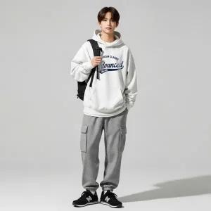 [롯데백화점]유솔 UNI 양면 루즈핏 그래픽 후드 맨투맨 (2컬러) ULMH25801