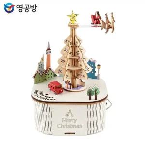 DIY 오르골 회전형 우드 크리스마스 장식용 멜로디 상자 인테리어오르골 예쁜오르골