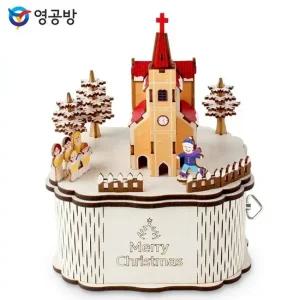 DIY 우드 오르골 만들기 회전형 크리스마스 장식품 색상 선택 가능 인테리어오르골 예쁜오르골