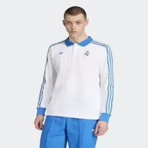 아디다스 adidas 레알 마드리드 테라스 아이콘 롱 슬리브 폴로 셔츠 - 화이트블루 JN3065