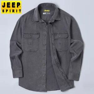 JEEP SPIRIT 남자 가을 겨울 카고포켓 캐주얼 긴팔 셔츠