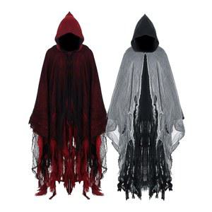 게이가 2개 할로윈 후드 망토 중세 르네상스 고딕 마법사 로브 무서운 저승사자 코스프레 남녀 공용 의상