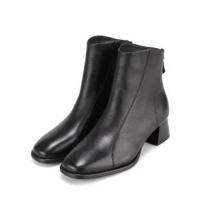 바바라 양가죽 베이직 사이드 라인 포인트 여성 앵클 부츠 4.5cm_AAH874