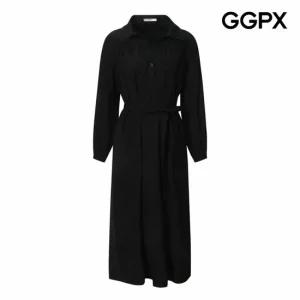 [GGPX] 링클 버튼 카라넥 리본끈 원피스 (GP9OP011F)