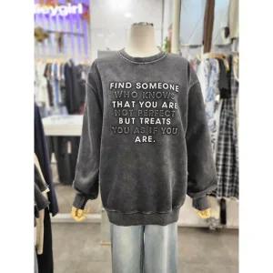 밸리걸 세이브존01 입체 레터링 워싱 빈티지 박시 맨투맨 티셔츠 610370