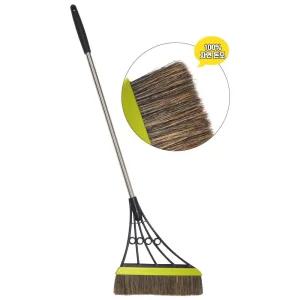 국산 리얼 풍성한 100% 돈모 슬림형 경량 스텐 빗자루 화장실 마당 탄탄 식당