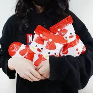 크리스마스 양말 지퍼백 선물 포장 10매입 눈사람 크리스마스 장식 꾸미기 단체 어린이집 홈파티