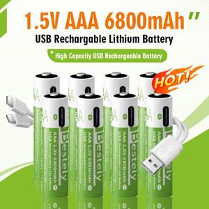 Bestely 1.5V AAA USBC 충전식 배터리 6800mAh, 2000 사이클, 원격/마우스/장난감용