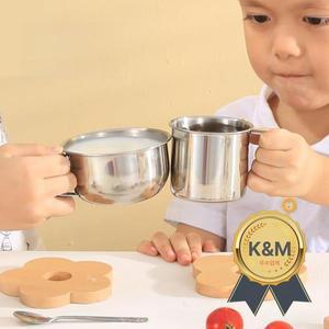 초등학생용 손잡이와 뚜껑이 있는 304 스테인리스 스틸 그릇 이중 손잡이 밥그릇 수프 그릇 휴대용 음식 용