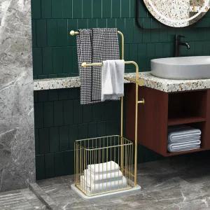 수건걸이 고급 욕실 화장실 호텔 스탠드형 수건걸이대 골드 수건걸이(바구니 없음)