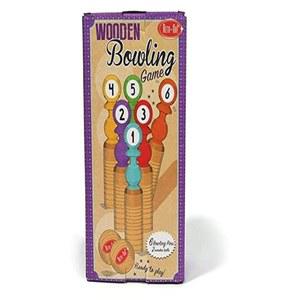 팝업 잇 업 RET-Oh! 실내외 사용에 적합한 나무 볼링 게임으로 볼링공 2개와 컬러 및 번호 핀 6개가 포함되어 있어 가족의 즐거움을 선사합니다