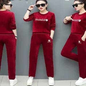 여자 헬스복 투피스 츄리닝 세트 벨벳 기모 웜 스포츠 중년 엄마 운동복 밴딩 가을 겨울 블