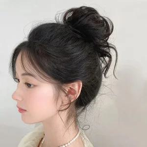 애교머리 웨이브 똥머리 밴드 부분가발 LM-0712