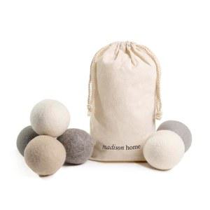 매디슨 홈 울 드라이어 볼, 6팩 XL 세탁 건조기 재사용 가능한 천연 섬유 유연제, 주름과 건조 시간 단축