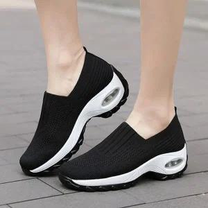 여성 편한 슬립온 워킹화 에어굽 니트 운동화-WCD1DA6