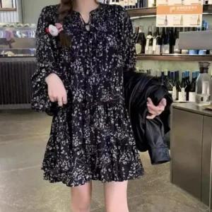 여자 하객룩 미니 긴팔 데일리 간절기 여리여리한 패션 원피스 캉캉 가을 데일리 나들