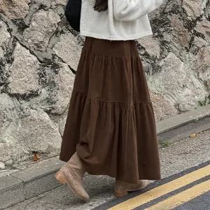 [코코블랑] 캉캉 코듀로이 롱스커트(밴딩)