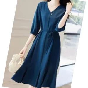 [오노마] ONM 여자 하늘하늘 쉬폰 브이넥 반팔원피스 피케 SS