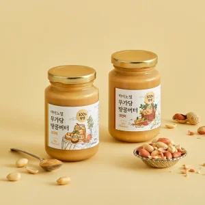 마이노멀 무가당 100% 땅콩버터 크리미250g+크런치250g (땅콩잼, 피넛버터)