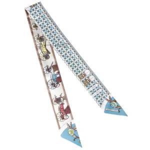 스카프 트윌리 실크 Les Voitures Nouvelles twilly 블루그라시에/베이지