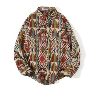 보헤미안 패턴셔츠 오버핏 셔켓 남성의류 플라워패턴 바쉬 럭셔리패턴 남성자켓 외투 유니크패션