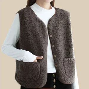 [콩심팥심]2색 1개 여성 간절기 양털 후리스 뽀글이 조끼 내피
