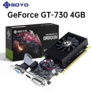 SOYO Geforce GT730 4GB 그래픽 카드 GDDR3 GPU 128Bit HDMI 호환 VGA DVI PCI-E 3.0 데스크탑 컴퓨터용 비