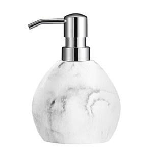 럭스파이어 핸드 비누 디스펜서, 15.2온스 마블 로션 병, 스테인리스 스틸 펌프 용기, 리필 가능한 액체 욕실용 레진 샤워 주방용, 화이트
