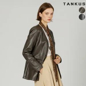 여성 레오타드 스카프 레더 블레이저