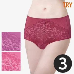 트라이 국산 순면 할머니팬티 엄마팬티 꽃무늬 맥시 플라워 3매 세트