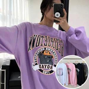 불독 긴팔 BOX 맨투맨 여성 오버핏 티셔츠 (4컬러) 박시핏 빅사이즈