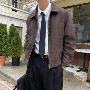 스웨이드 블루종 하객룩 가을 남자 아우터 크롭 자켓