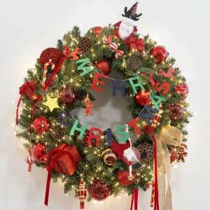 아트박스/플라워트리 크리스마스 리스 벽장식 메리 가랜드 산타 80cm 소품