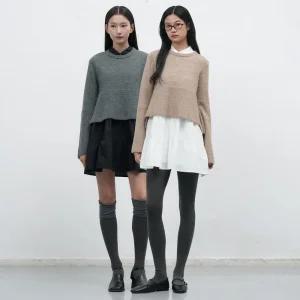 WOMAN 니트 레이어드 러플 셔츠 원피스 [2COL] / WBE4L15510