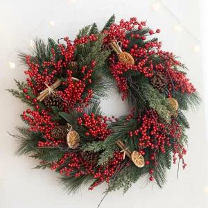 아트박스/플라워트리 크리스마스 리스 열매 벽장식 컬렉션 60cm 벽걸이